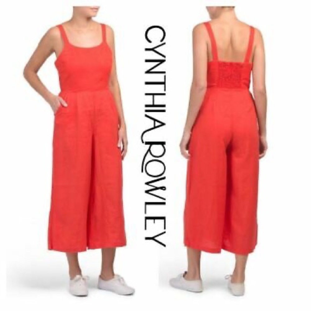 Red jumpsuit wide leg